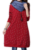 Loose Women O Neck Long Sleeve Pocket Printed Velvet Dress