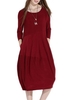Loose Women O Neck Patchwork Three Quarter Sleeve Cotton Dress