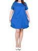 Loose Women O Neck Short Sleeve Pocket Ruffle Dress