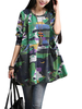 Loose Women Painting Printed Long Sleeve Pocket Cotton Blouse