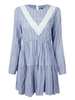 Loose Women Plaid Lace Patchwork Ruffle Mini Flare Dress