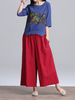 Loose Women Printed Cotton Linen Two-piece T-shirt Palazzo Pants