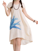 Loose Women Printing Irregular Cotton Linen Dress