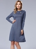 Loose Women Pure Color Patchwork Turn Down Collar Dress