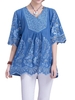 Loose Women Solid Color Embroidery Hollow Out T-shirt