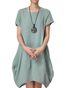Loose Women Solid Color Irregular Linen Lantern Dress