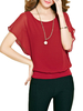 Loose Women Solid Half Sleeve O-Neck Chiffon T-Shirt