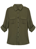 Loose Women Solid Lapel Pocket Chiffon Blouse