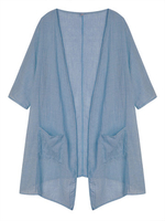 Loose Women Solid Pocket Cotton Sunscreen Cardigan