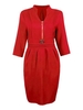Loose Women Solid Quarter Sleeve Front Zipper Dress
