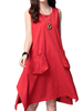 Loose Women Solid Sleeveless Pocket Cotton Linen Dress