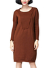 Loose Women Solid Stripe Pocket Long Sleeve Knitted Dress