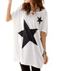 Loose Women Star Printed Batwing Sleeve O-Neck T-Shirt