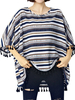 Loose Women Stripe Batwing Sleeve Tassels Irregular T-shirt