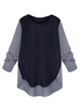 Loose Women Stripe Patchwork Irregular Hem Long Sleeve T-Shirt