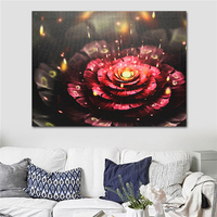 Lotus Flower LED Frameless Lights Luminous Wall Painting Living Room Home Decor