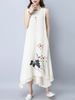 Lotus Vintage Printed O-Neck Sleeveless Women Maxi Dresses