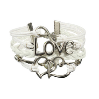 Love 8 Heart Wings Pearl Multilayer Leather Bracelet