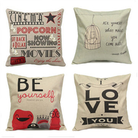 LOVE Live Letters Cotton Linen Throw Pillow Case Home Sofa Waist Cushion Cover