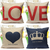 Love Series Pillow Case Decor Cotton Linen Cushion Cover Wedding Gift