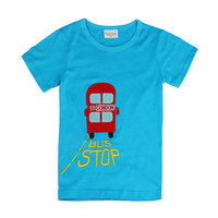 Lovely Bus Baby Children Boy Pure Cotton Short Sleeve T-shirt Top