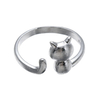 Lovely Cat Adjustable 925 Sterling Silver Finger Ring