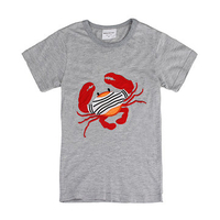 Lovely Crab Baby Children Boy Pure Cotton Short Sleeve T-shirt Top