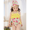 Lovely Flounces Printed Wave Side Floral Blooming Pattern One Piece Bathing Suit