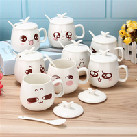 Lovely Tea Coffee Milk Cup Ceramic Travel Cup Pottery Water Mug Cup With Spoon