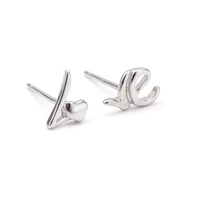 Lover Romantic Asymmetric Stainless Steel Silver Plated Stud Earring