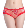Low Waist Mesh Front Rose Lace Embroidered Hollow Out Panties
