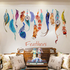 Lucky Colorful Feather Wall Stickers Transparent Film PVC Removable Waterproof Home Decor