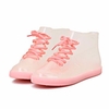 Luminous Jelly Waterproof Lace Up Flat Ankle Rain Boots