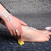 Luxurious Tassel Alloy Rhinestone Pearl Bracelet/Anklet Barefoot Sandals