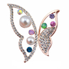 Luxury Elegant Brooch Rhinestone Crystal Pearl Butterfly Brooch for Wedding Jewelry
