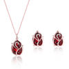 Luxury Jewelry Set Red Crystal Rhinestone Necklace Earrings Set