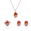 Luxury Jewelry Set Rhinestone Crystal Flower Earrings Ring Necklace Set