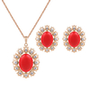Luxury Jewelry Set Rhinestone Flower Opal Earrings Necklace Set