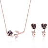 Luxury Jewelry Set Rose Leaves Rhinestone Earrings Necklace Set
