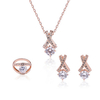 Luxury Jewelry Set X Rhinestone Crystal Ring Earring Necklace Set