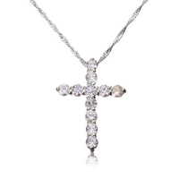 Luxury Men Necklace Rhinestone Cross Pendant Necklace