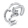 Luxury Platinum Ring Butterfly Adjustable Zircon Ring