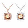 Luxury Simple Necklace Alloy Square Rhinestone Glass Crystal Necklace for Women Gift
