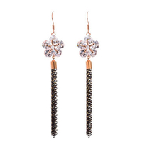 Luxury Tassel Earring Flower Zircon Chain Tassel Long Earrings