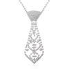 Luxury Tassel Necklace Silver Full Rhinestone Tie Necklace for Women Gift