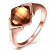 Luxury Wedding Ring Alloy Rhombus Glass Crystal Women Ring