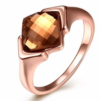 Luxury Wedding Ring Alloy Rhombus Glass Crystal Women Ring
