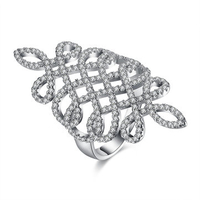 Luxury Wedding Ring Leaves Pattern Full Zircon Ring Jewelry