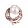 Luxury Wedding Ring Rose Gold Circle Rhinestone Pearl Women Ring
