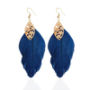Luxury Women Earrings Blue Feather Flower Earrings